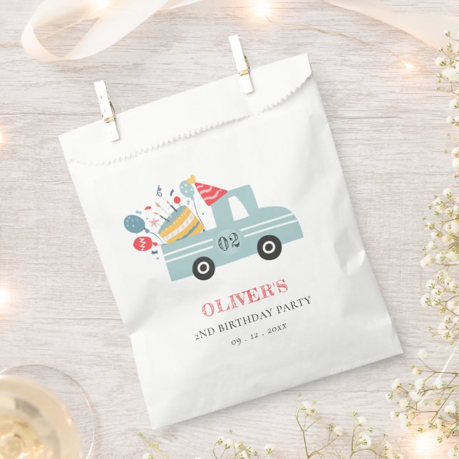 Bolsa De Papel Cute Dusky Azul Cualquier Edad Camión De Pastel De (Cortado)