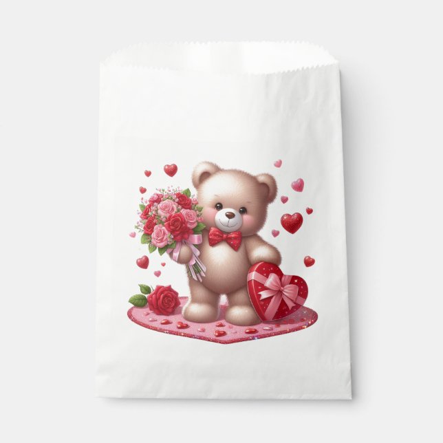Bolsa De Papel Cute El día de San Valentín Teddy Bear (Anverso)