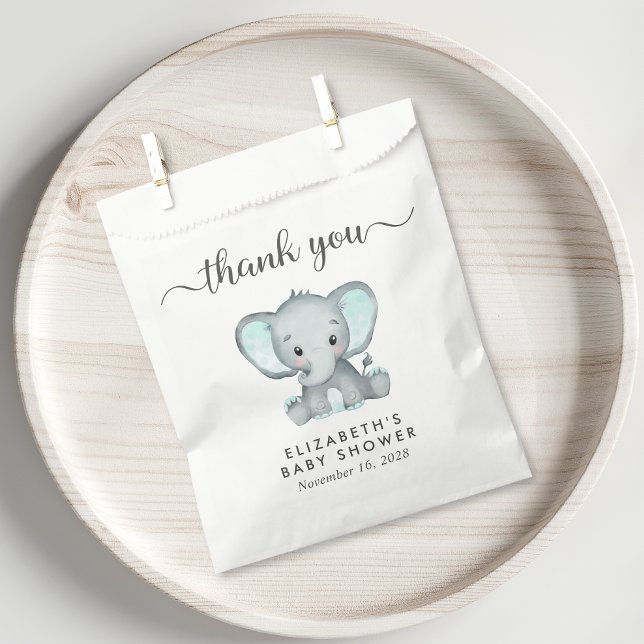 Bolsa De Papel Cute Elephant Baby Shower Gracias (Subido por el creador)
