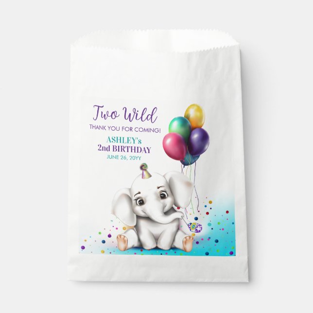 Bolsa De Papel Cute Elephant Birthday Party (Anverso)