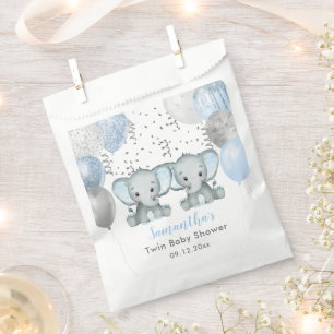 Bolsa De Papel Cute Elephant Twin Boys Balloon Baby Shower