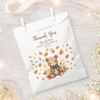 Bolsa De Papel Cute Fall Teddy Bear Gracias Por Favor Bags