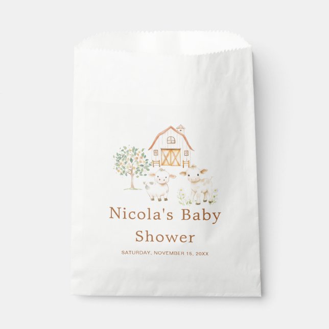 Bolsa De Papel Cute Farm Barn Baby Shower (Anverso)