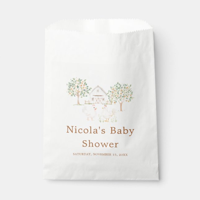 Bolsa De Papel Cute Farm Barn Baby Shower (Anverso)