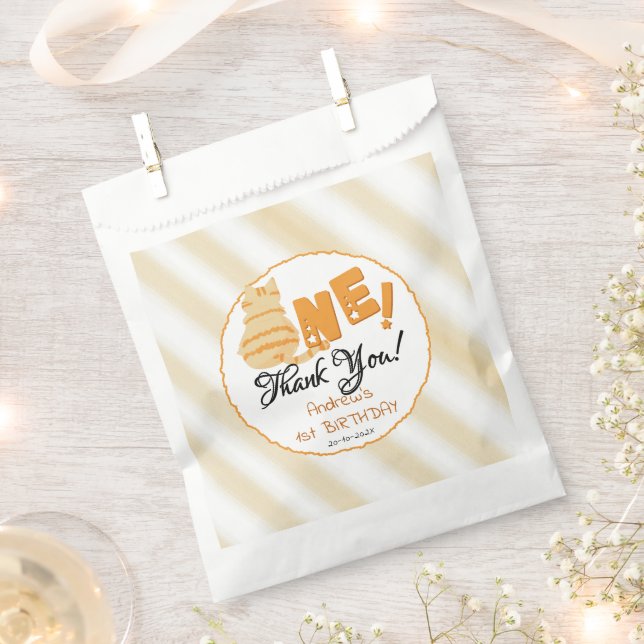 Bolsa De Papel Cute Fat Orange Cat 1st Birthday (Cortado)