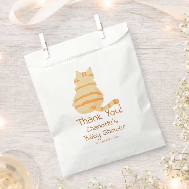 Bolsa De Papel Cute Fat Orange Cat Baby Shower (Cortado)