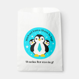 Bolsa De Papel Cute Feliz Cumpleaños Pingüinos Cuellos Azules