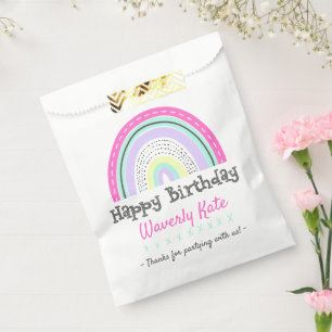 Bolsa De Papel Cute fiesta de cumpleaños arcoiris con nombre de n