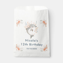 Bolsa De Papel Cute Floral Dolphin Birthday Party