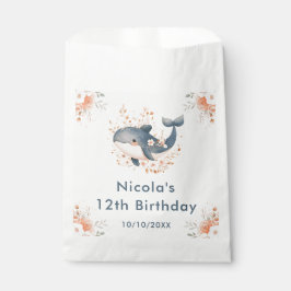 Bolsa De Papel Cute Floral Whale Birthday Party