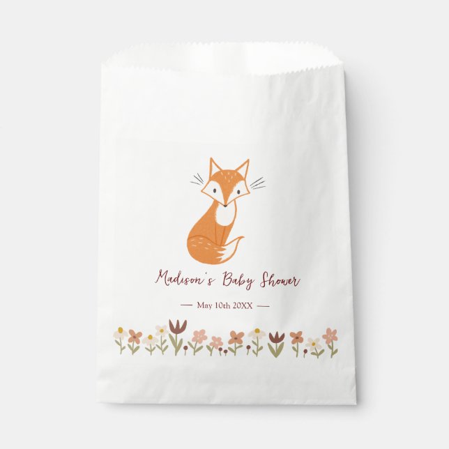 Bolsa De Papel Cute Fox Baby Shower (Anverso)
