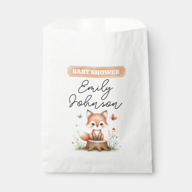 Bolsa De Papel Cute fox baby shower  (Anverso)