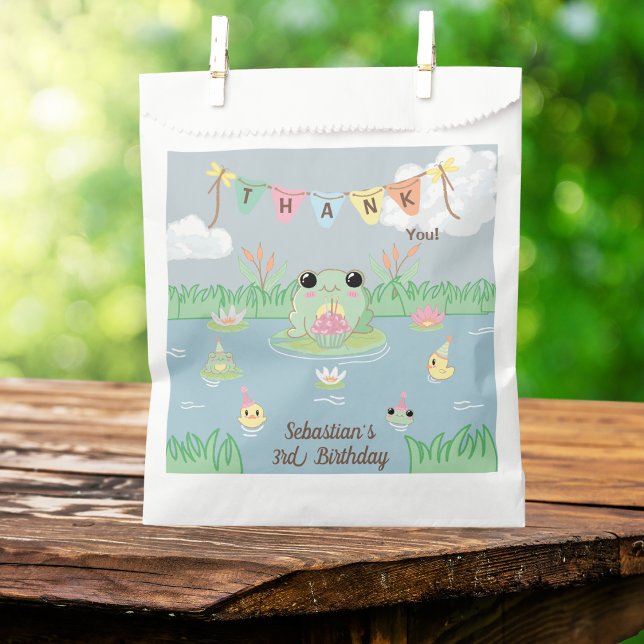 Bolsa De Papel Cute Frog Birthday Party Thank You (Subido por el creador)