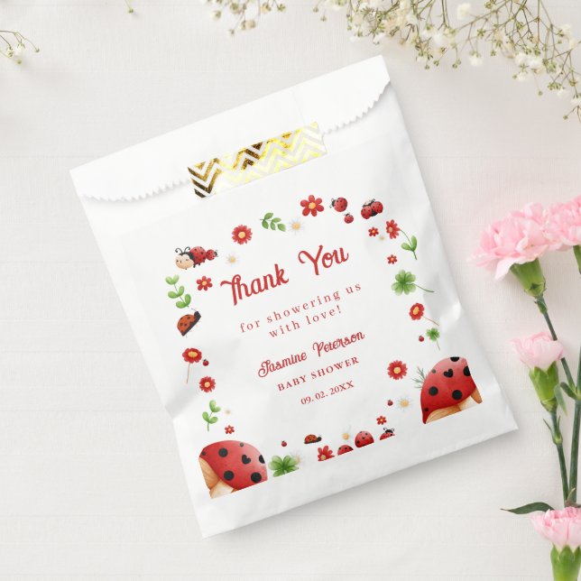 Bolsa De Papel Cute Garden little ladybug baby shower Invitation (Sellado)