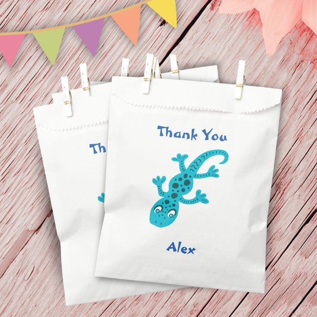 Bolsa De Papel Cute Gecko Lizard Niños Azules Cumpleaños Gracias (Subido por el creador)