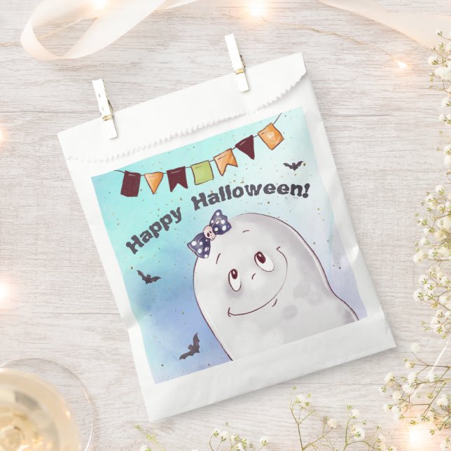 Bolsa De Papel Cute Ghost Halloween (Cortado)