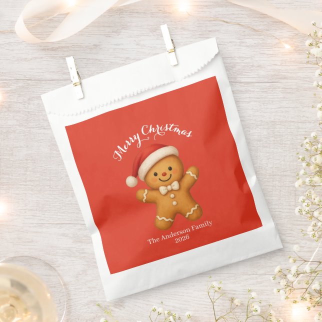 Bolsa De Papel Cute Gingerbread Man with Santa Hat -  (Cortado)