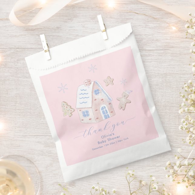Bolsa De Papel Cute Girl Gingerbread Village Baby Shower (Cortado)