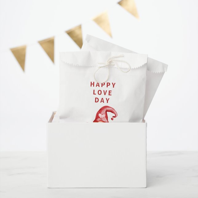Bolsa De Papel Cute Gnome Valentine Day Red Heart Valentine (Fiesta)