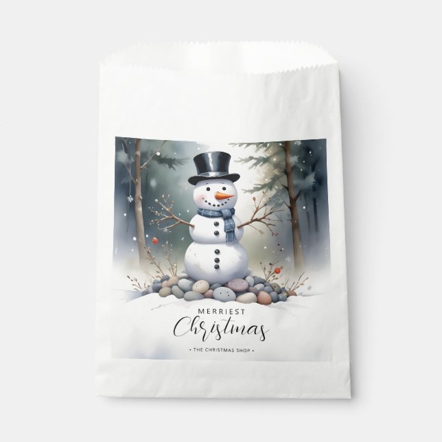 Bolsa De Papel Cute Gorgeous Snowman Frosted Landscape Forest (Anverso)