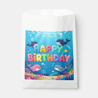 Bolsa De Papel Cute Happy Birthday nautical dolphin