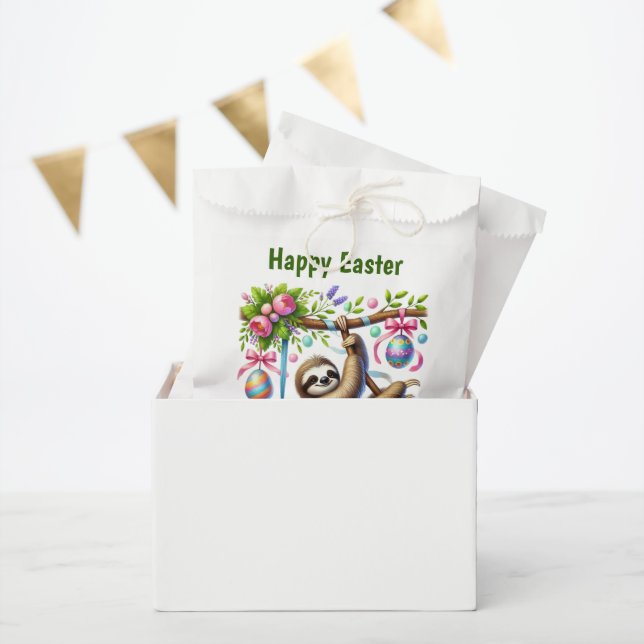 Bolsa De Papel Cute Happy Easter sloth  (Fiesta)