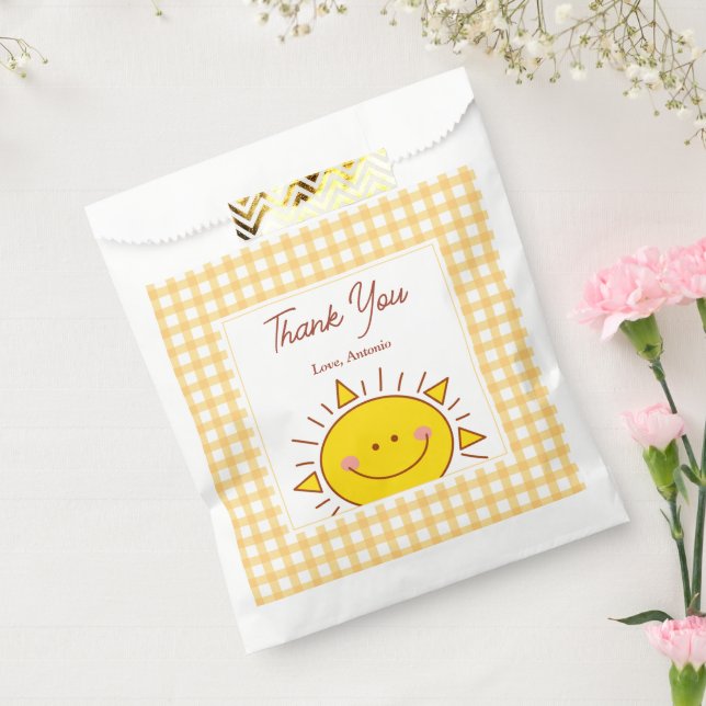 Bolsa De Papel Cute Happy Little Sunshine Kids Birday Gracias (Sellado)