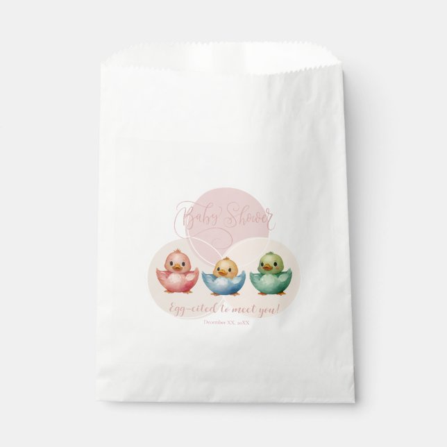 Bolsa De Papel Cute Kawaii Egg Birds Pastel de Baby Shower de col (Anverso)