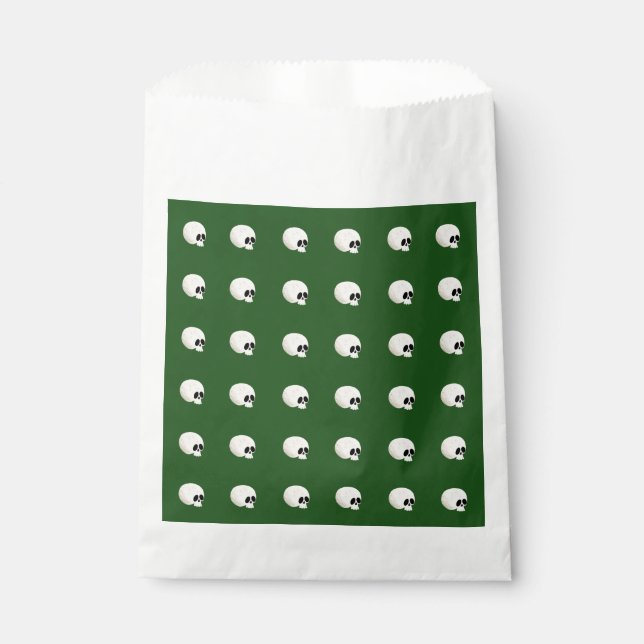 Bolsa De Papel Cute Kawaii Halloween Skull Polka puntos verde osc (Anverso)