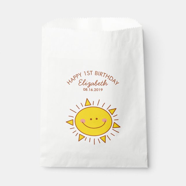 Bolsa De Papel Cute Kawaii Pequeño Sunshine Kids Primer cumpleaño (Anverso)