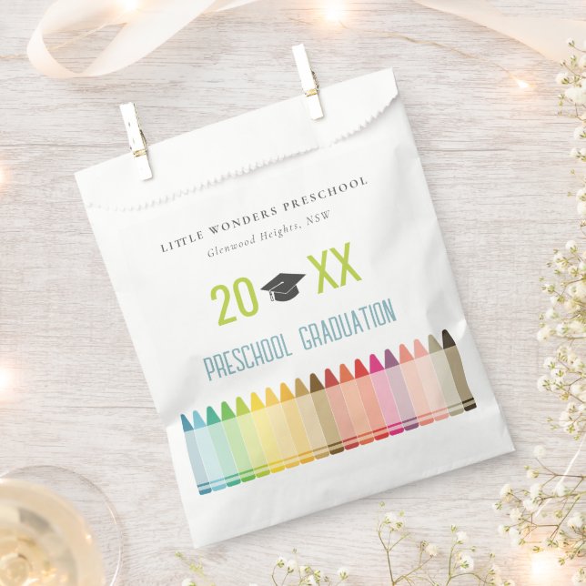 Bolsa De Papel Cute Kids Crayon Divertido Rainbow Preescolar Grad (Cortado)