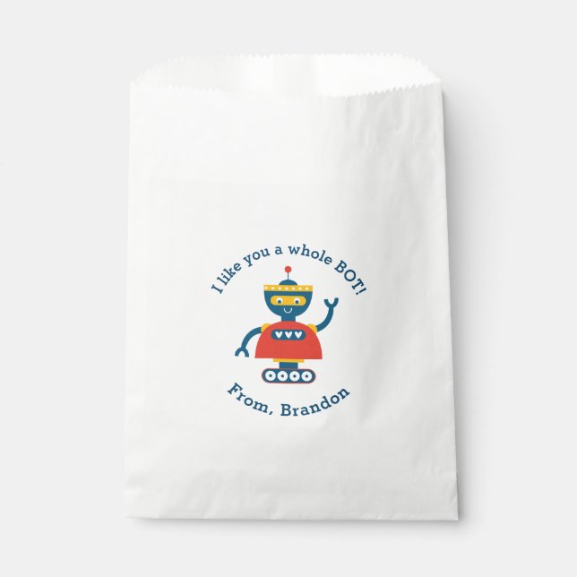 Bolsa De Papel Cute Kids Día de San Valentín Robot (Anverso)