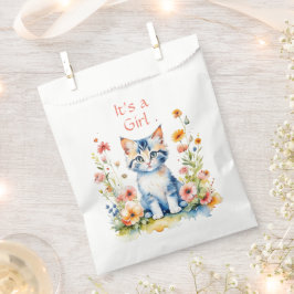 Bolsa De Papel Cute Kitten Chica Temática Baby Shower