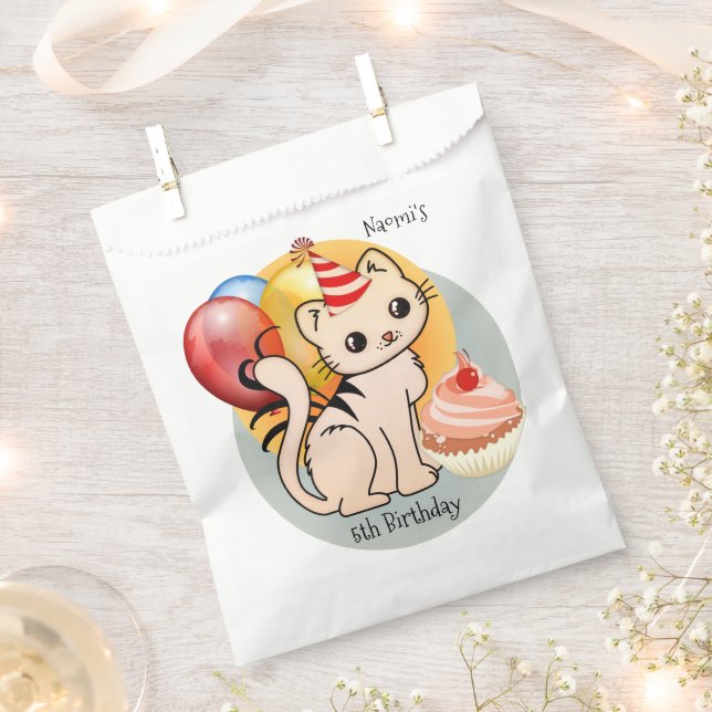 Bolsa De Papel Cute Kitty Happy Child Birday (Cortado)