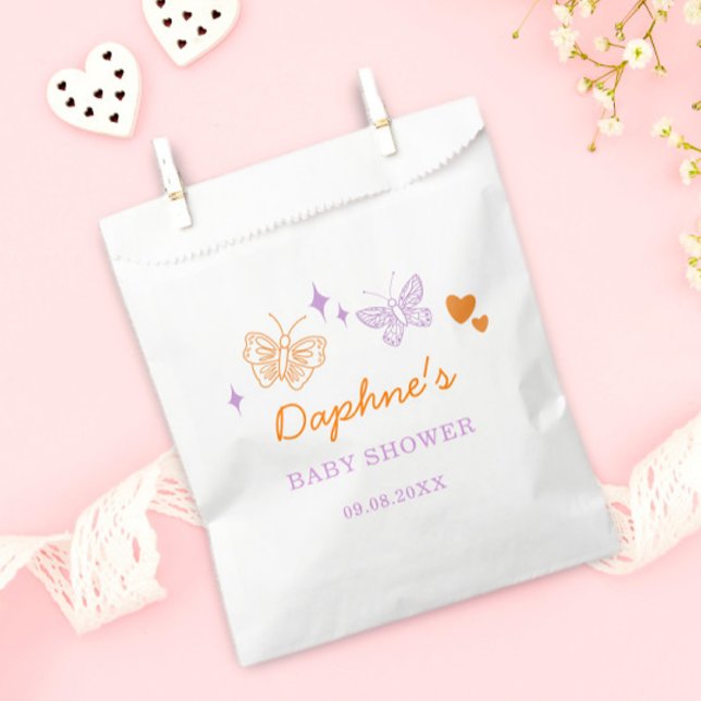 Bolsa De Papel Cute Lavender y Naranja Mariposa Baby Shower (Subido por el creador)