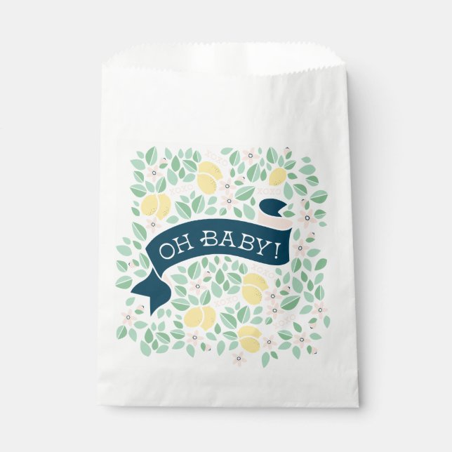 Bolsa De Papel Cute Lemon Yellow Botanaves Baby Shower (Anverso)