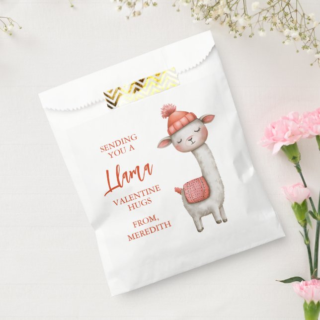 Bolsa De Papel Cute Llama Valentine's Day Treat Sack, Valentine (Sellado)