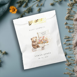 Bolsa De Papel Cute local Crecer Teddy Floral Cart Baby Shower