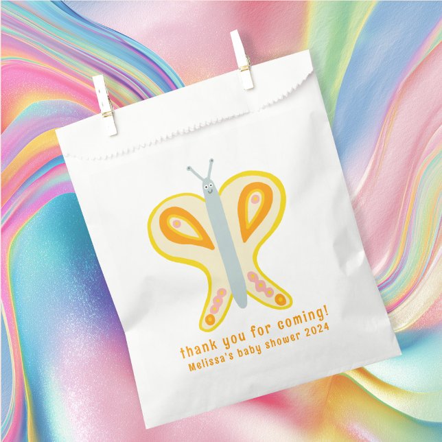 Bolsa De Papel Cute Mariposa Gracias PERSONALIZADO Baby Shower (Cute Butterfly Thank You CUSTOM Baby Shower Favor Bag
)