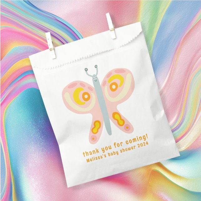 Bolsa De Papel Cute Mariposa Gracias PERSONALIZADO Baby Shower (Cute Butterfly Thank You CUSTOM Baby Shower Favor Bag
)