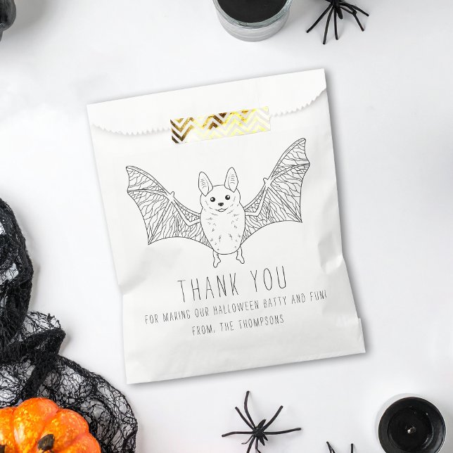 Bolsa De Papel Cute Minimal Bat Line Art Halloween Gracias (Subido por el creador)