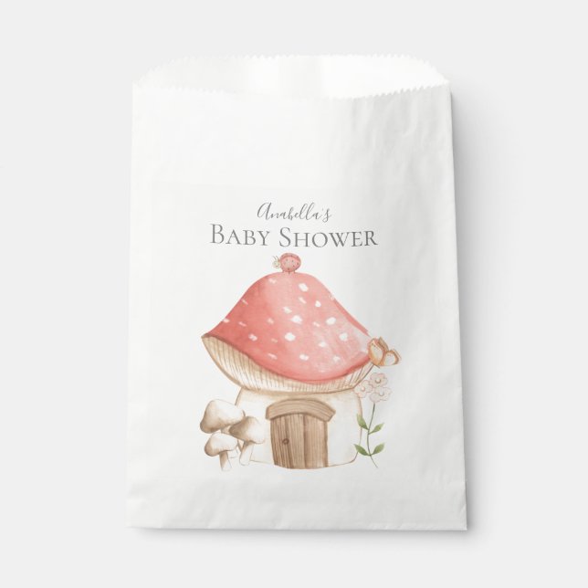 Bolsa De Papel Cute Mushroom House Garden Tema Baby Shower (Anverso)