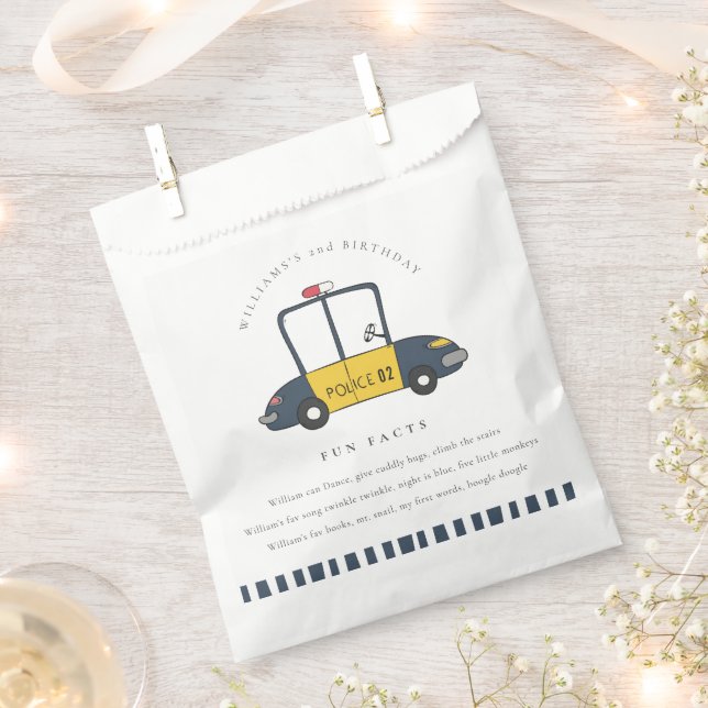 Bolsa De Papel Cute niño coche policial Cualquier edad Hechos gra (Cortado)