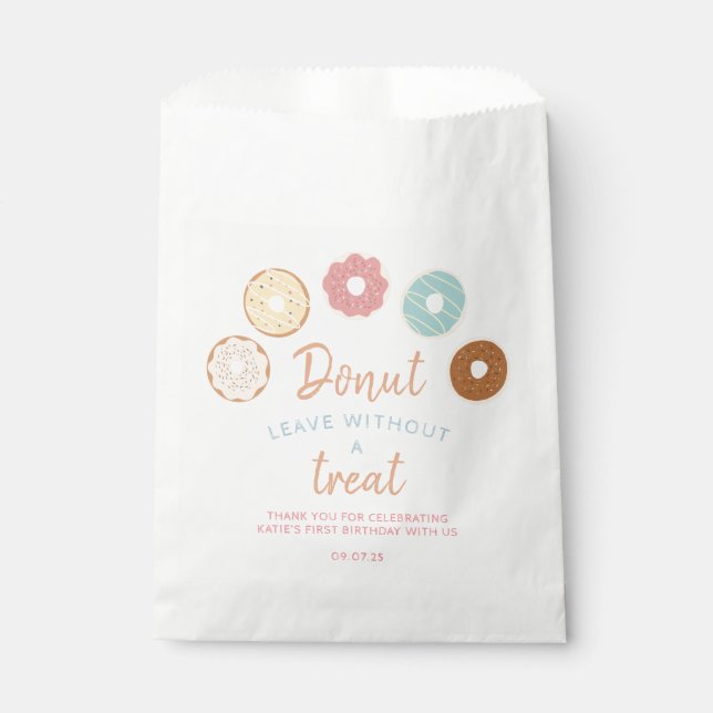 Bolsa De Papel Cute Pastel Donut se va sin tratar Cumpleaños (Anverso)