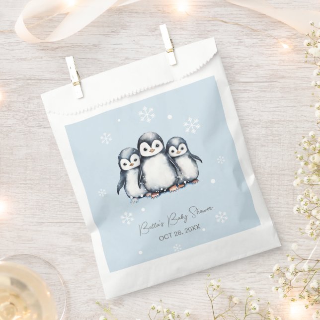 Bolsa De Papel Cute Penguin Winter Baby Shower (Cortado)