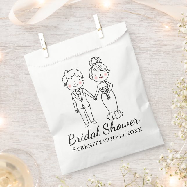 Bolsa De Papel Cute Personalizado Bride Groom Bridal Shower (Cortado)