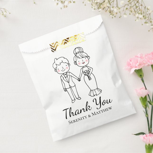 Bolsa De Papel Cute Personalizado Bride Groom Gracias Boda (Sellado)