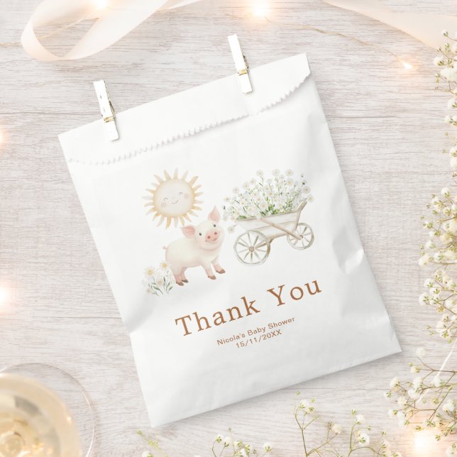 Bolsa De Papel Cute Pig Wheelbarrow Baby Shower Baby Shower  (Cortado)