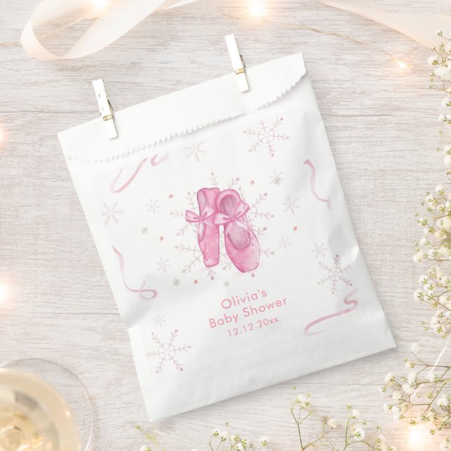 Bolsa De Papel Cute Pink Snowflake Ballerina Girl Baby Shower  (Cortado)