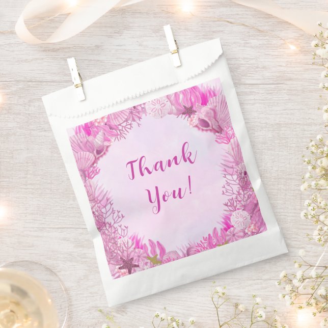 Bolsa De Papel Cute Pink Under the Sea Girl Baby Shower (Cortado)